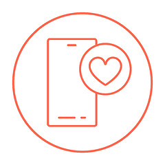 Image showing Smartphone with heart sign line icon.