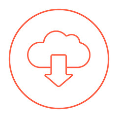 Image showing Cloud with arrow down line icon.