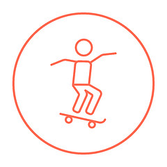 Image showing Man riding on skateboard  line icon.