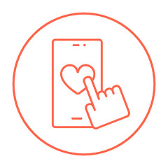 Image showing Smartphone with heart sign line icon.