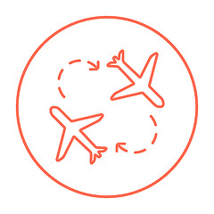Image showing Airplanes line icon.