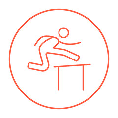 Image showing Man running over barrier line icon.