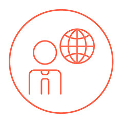 Image showing Man with globe line icon.