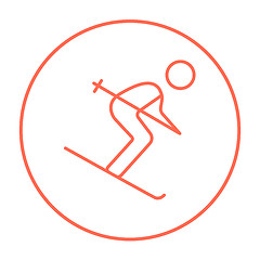 Image showing Downhill skiing line icon.