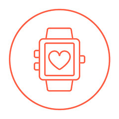 Image showing Smartwatch with heart sign line icon.