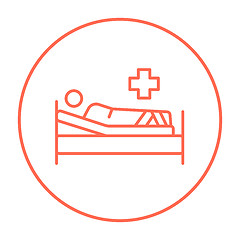 Image showing Patient lying on bed line icon.