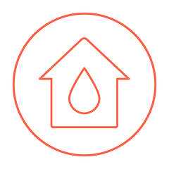 Image showing House with water drop line icon.