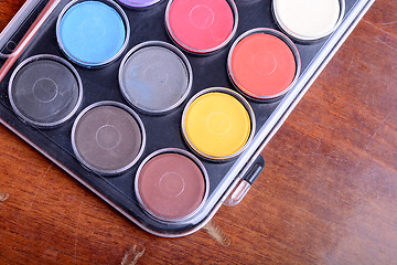 Image showing watercolor paints palette close up