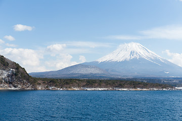 Image showing Lake Motosu and Mt. Fuji