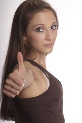 Image showing woman shows thumb