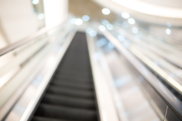 Image showing Blur escalator with bokeh for background
