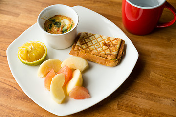 Image showing Fresh breakfast with cup of water