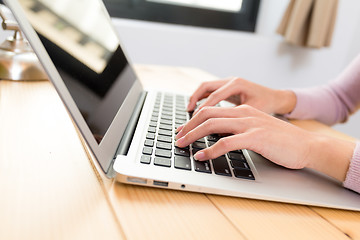 Image showing Woman use of the laptop computer