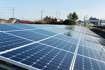 Image showing Solar panel and power line