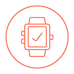 Image showing Smartwatch with check sign line icon.