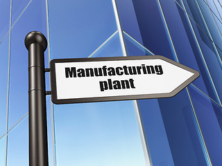 Image showing Manufacuring concept: sign Manufacturing Plant on Building background