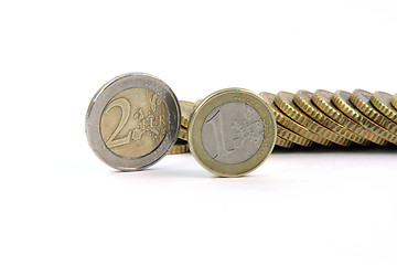 Image showing one and two eurocoins