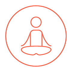 Image showing Man meditating in lotus pose line icon.