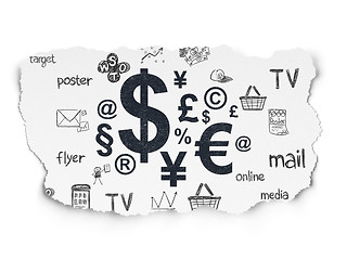 Image showing Advertising concept: Finance Symbol on Torn Paper background