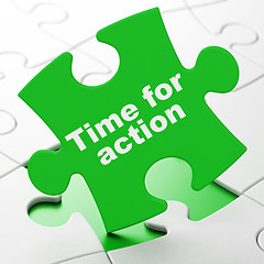 Image showing Time concept: Time For Action on puzzle background