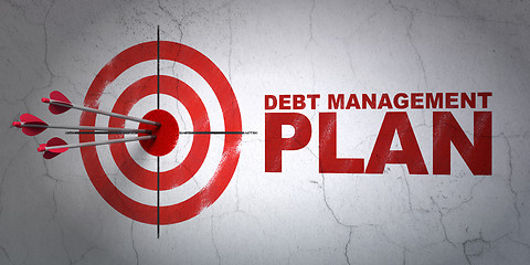 Image showing Business concept: target and Debt Management Plan on wall background