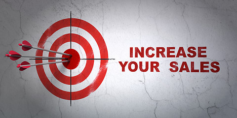 Image showing Finance concept: target and Increase Your  Sales on wall background