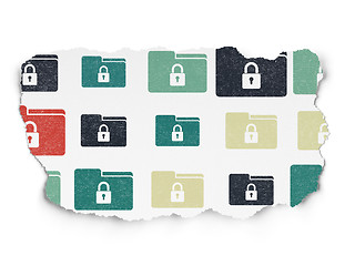 Image showing Business concept: Folder With Lock icons on Torn Paper background