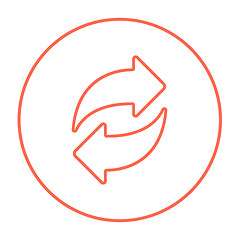 Image showing Two circular arrows line icon.