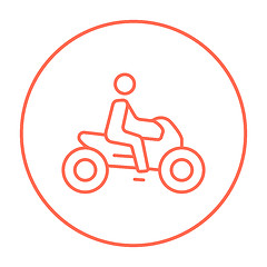 Image showing Man riding motorcycle line icon.