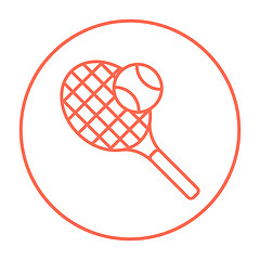 Image showing Tennis racket and ball line icon.