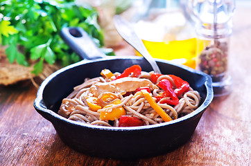 Image showing soba with meat and vegetables
