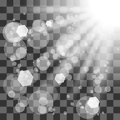 Image showing Transparent Sun Light on Checkered Background. 