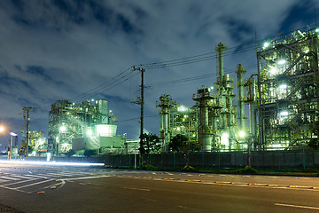 Image showing Industrial plant working at night