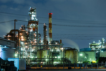 Image showing Industrial factory plant working at night