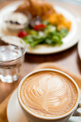 Image showing Morning breakfast with salad and coffee