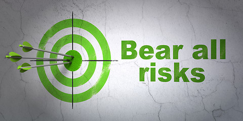 Image showing Insurance concept: target and Bear All Risks on wall background