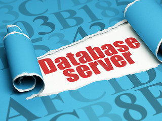 Image showing Software concept: red text Database Server under the piece of  torn paper