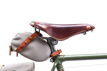 Image showing Stylish vintage bicycle saddle