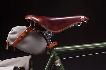 Image showing Stylish vintage bicycle saddle