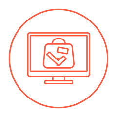 Image showing Suitcase at x-ray airport scanner line icon.