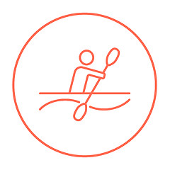 Image showing Man kayaking line icon.