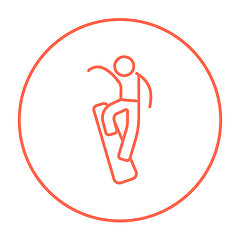 Image showing Man snowboarding line icon.