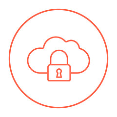 Image showing Cloud computing security line icon.