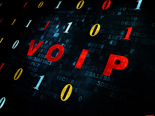 Image showing Web design concept: VOIP on Digital background