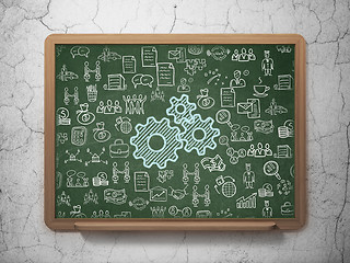 Image showing Business concept: Gears on School Board background