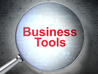 Image showing Business concept: Business Tools with optical glass