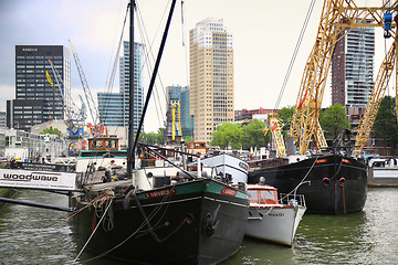 Image showing ROTTERDAM, THE NETHERLANDS - 18 AUGUST: Old cranes in Historical