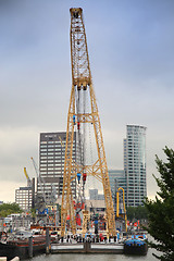 Image showing ROTTERDAM, THE NETHERLANDS - 18 AUGUST: Old cranes in Historical