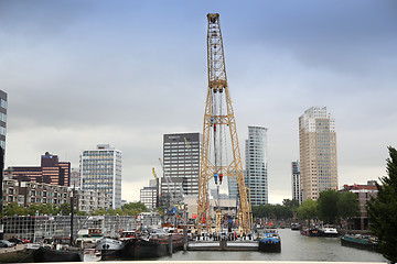 Image showing ROTTERDAM, THE NETHERLANDS - 18 AUGUST: Old cranes in Historical