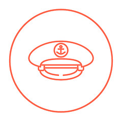 Image showing Captain peaked cap line icon.